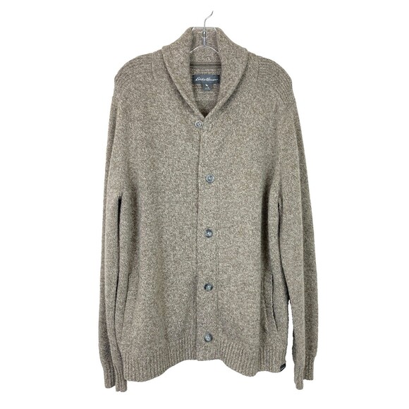 Eddie Bauer Men's Wool Blend Cardigan Sweater Size XL Brown Shawl Neck - Picture 1 of 6